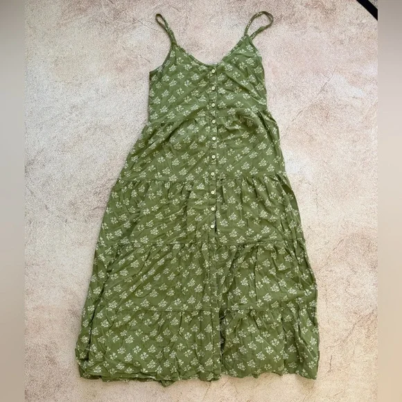 Patrons of Peace Olive Green Floral Button-Down Maxi Dress - Picture 1 of 3